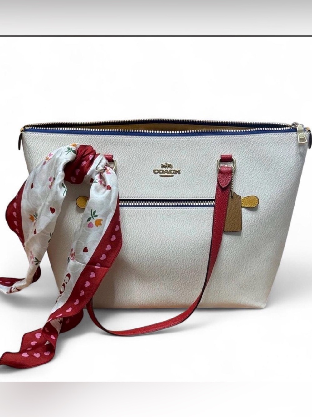 Coach Gallery Colorblock Tote with Coach Scarf